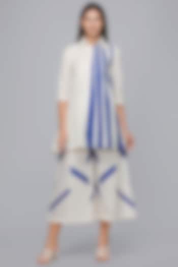 White & Royal Blue Shirt Dress by Gulabo By Abu Sandeep