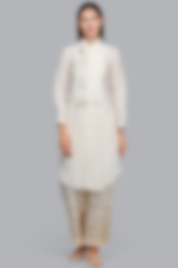 Off White Gota Embroidered Tunic by Gulabo By Abu Sandeep at Pernia's Pop Up Shop