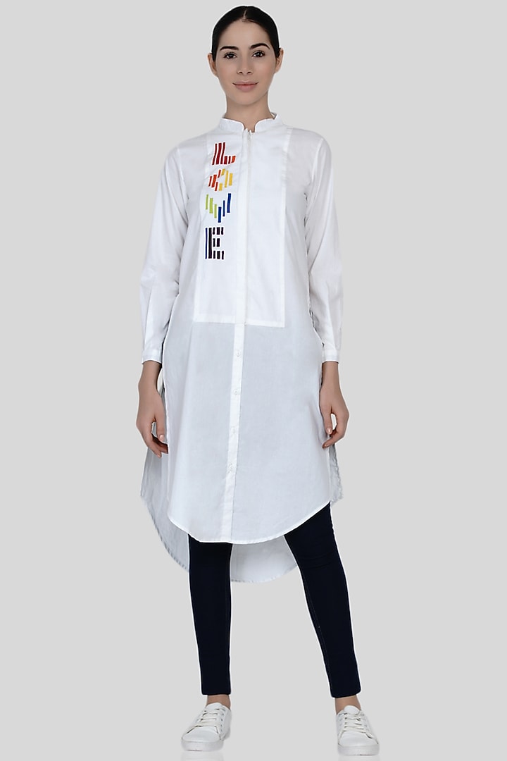 White Applique Embroidered Tunic by Gulabo By Abu Sandeep at Pernia's Pop Up Shop