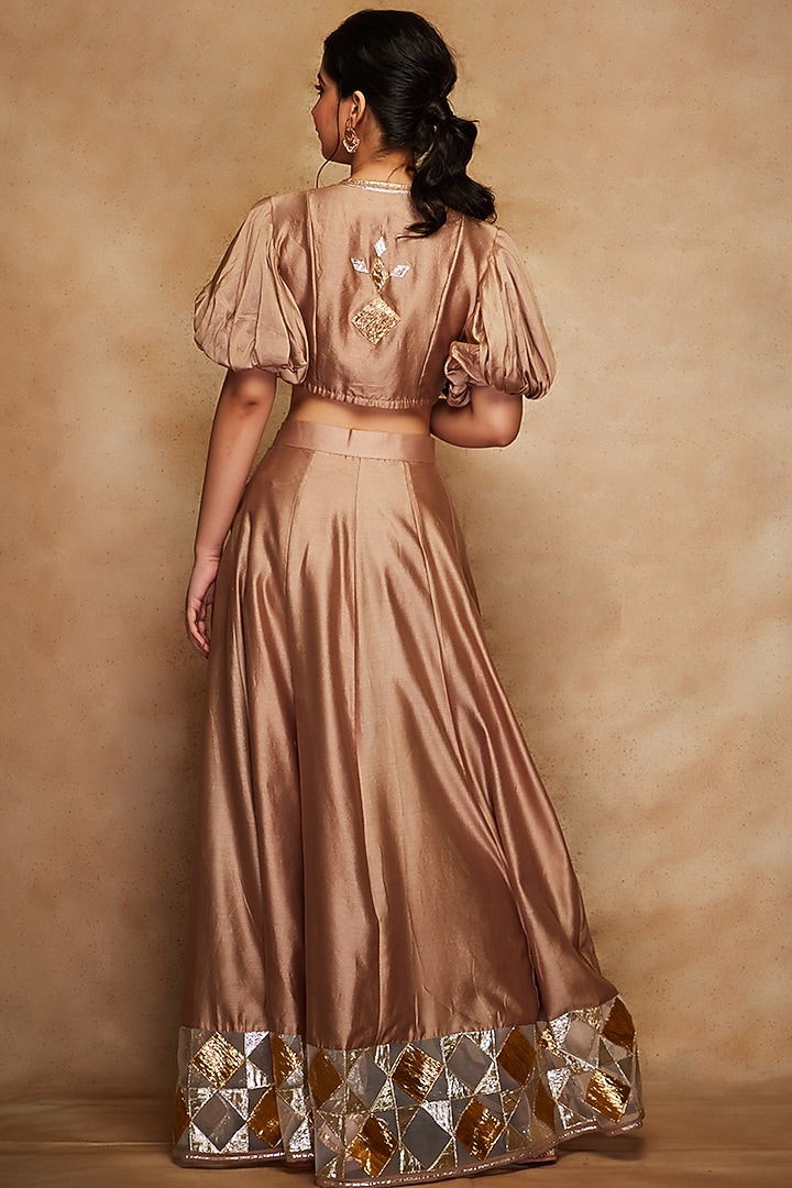 Antique Gold Chanderi Silk Blouse by Gulabo By Abu Sandeep at Pernia's Pop Up Shop