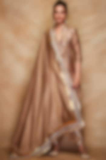 Antique Gold Dupatta in Chanderi Silk by Gulabo By Abu Sandeep at Pernia's Pop Up Shop