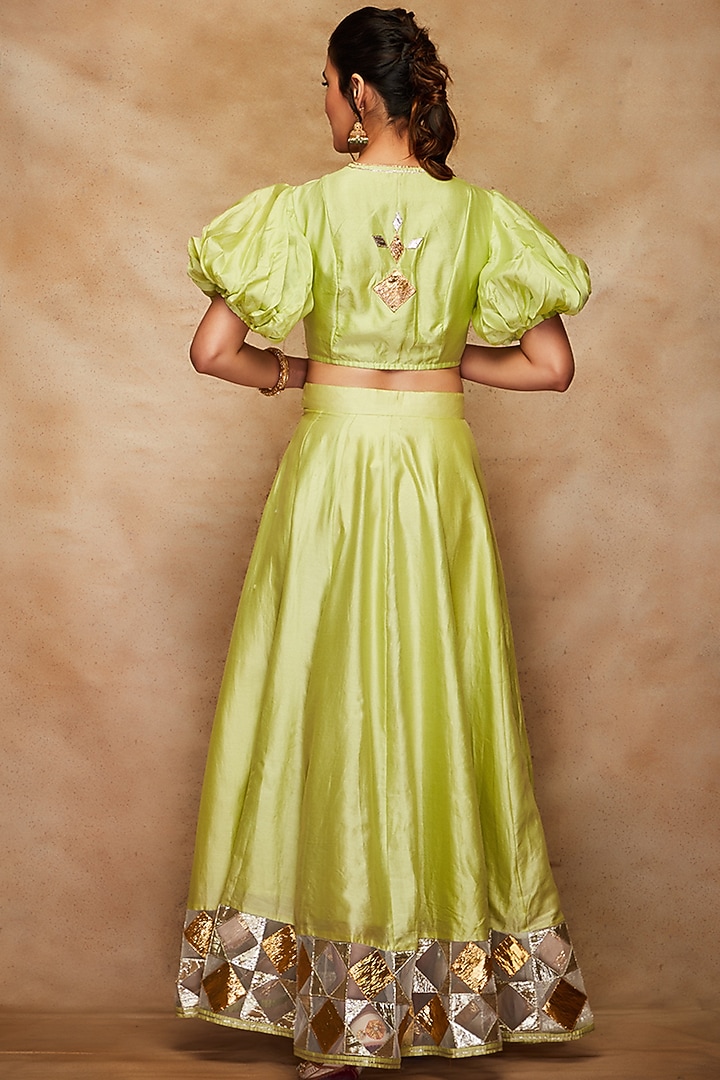 Pista Green Silk Blouse by Gulabo By Abu Sandeep at Pernia's Pop Up Shop