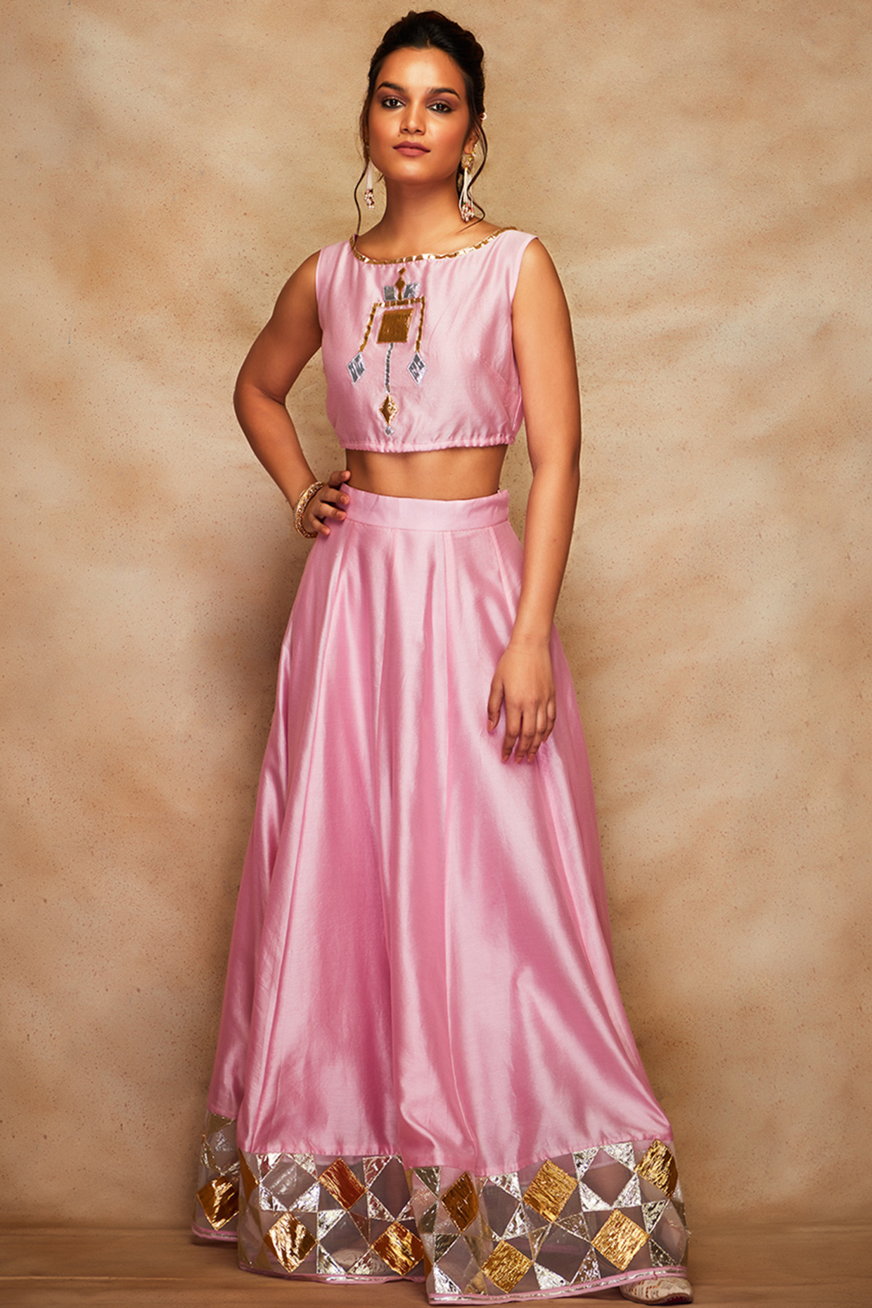 Pink Chanderi Top by Gulabo By Abu Sandeep at Pernia's Pop Up Shop