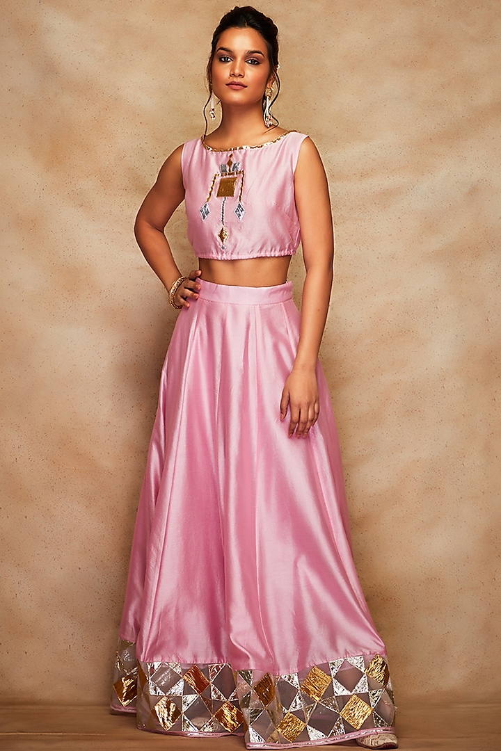 Pink Chanderi Top by Gulabo By Abu Sandeep at Pernia's Pop Up Shop