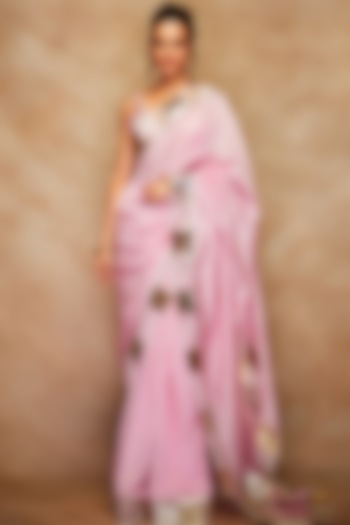 Pink Silk Saree Set by Gulabo By Abu Sandeep