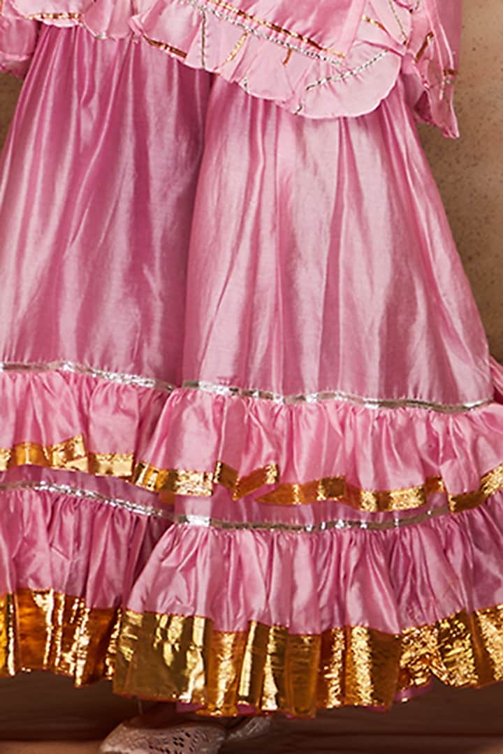 Pink Chanderi Gharara Pants by Gulabo By Abu Sandeep at Pernia's Pop Up Shop
