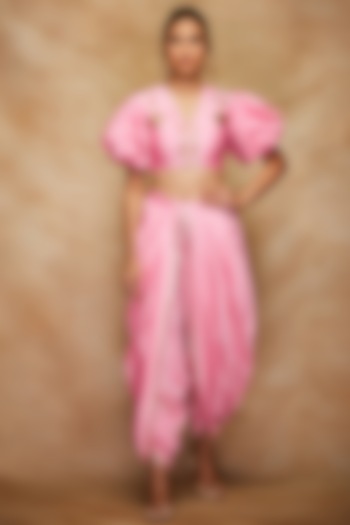 Pink Silk Blouse by Gulabo By Abu Sandeep