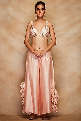 Peach Chanderi Bralette by Gulabo By Abu Sandeep
