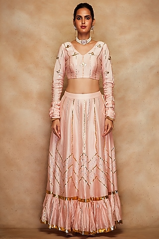 Peach Chanderi Blouse by Gulabo By Abu Sandeep