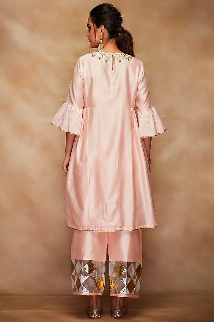 Peach Chanderi Pants by Gulabo By Abu Sandeep at Pernia's Pop Up Shop