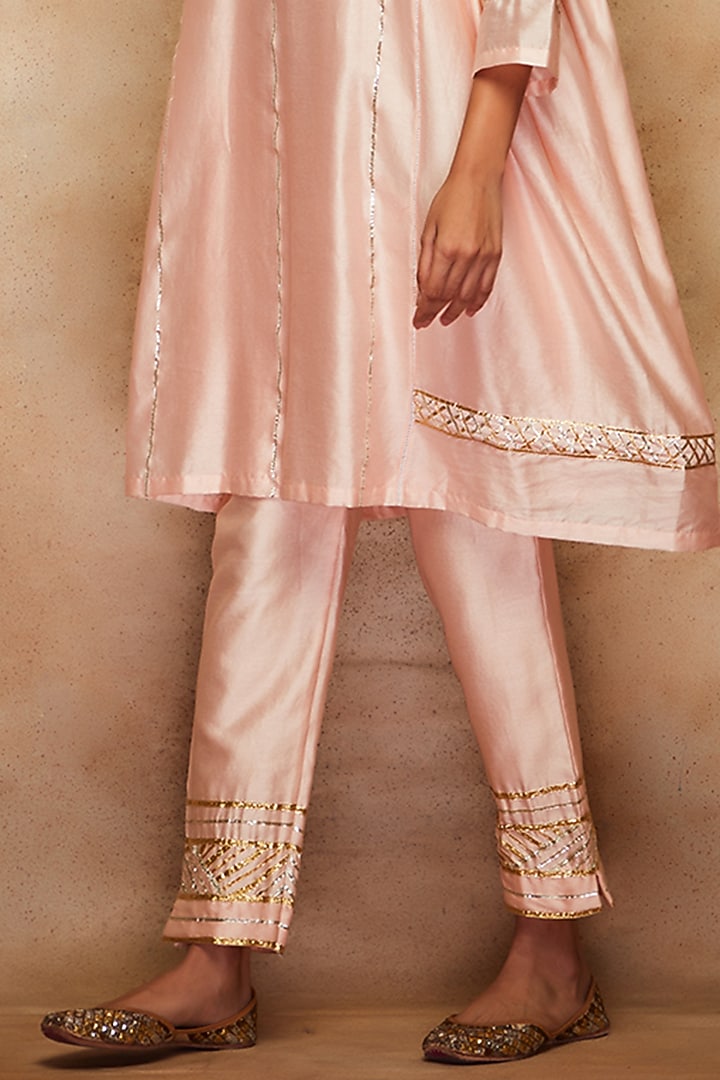 Peach Pants In Chanderi by Gulabo By Abu Sandeep at Pernia's Pop Up Shop