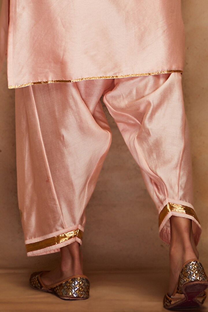 Peach Chanderi Silk Salwar Pants by Gulabo By Abu Sandeep at Pernia's Pop Up Shop