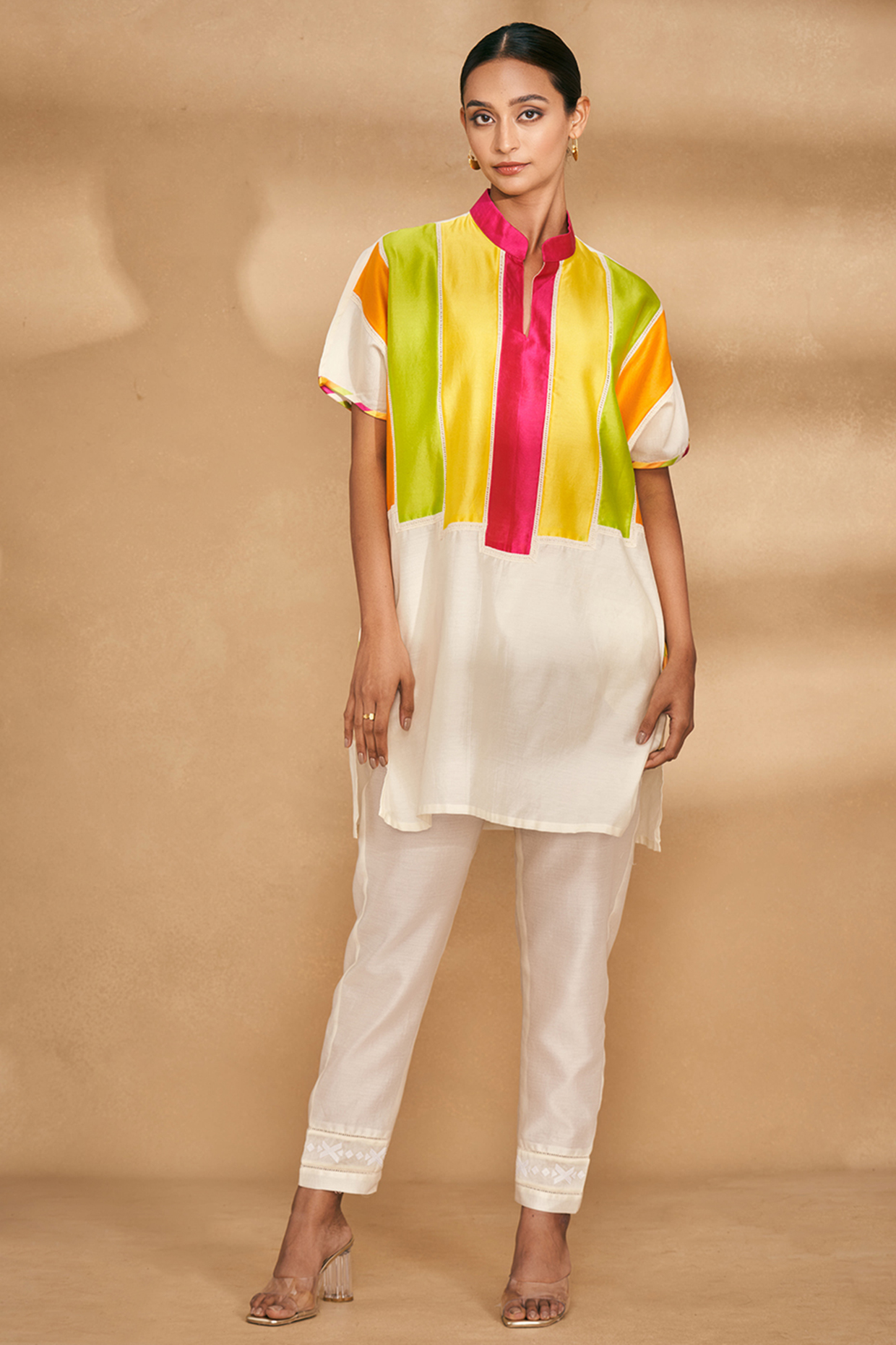 Multi-Colored Chanderi Tunic by Gulabo By Abu Sandeep at Pernia's Pop Up Shop