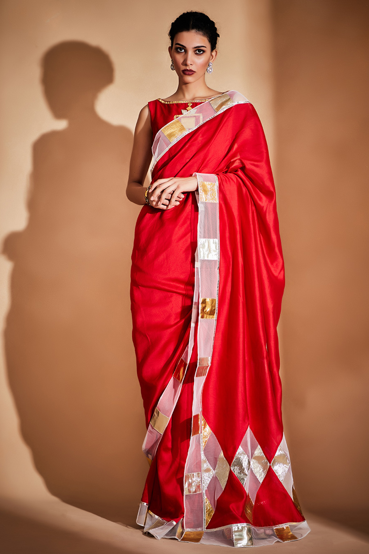 Red Embroidered Saree Set by Gulabo By Abu Sandeep at Pernia's Pop Up Shop