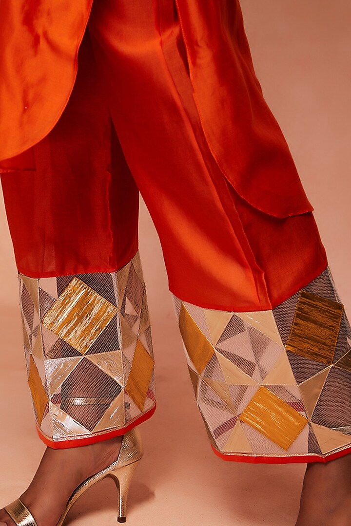 Orange Embroidered Ijar Pants by Gulabo By Abu Sandeep at Pernia's Pop Up Shop