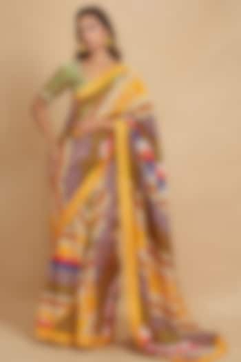 Multi-Colored Chanderi Digital Printed Saree by Gulabo By Abu Sandeep at Pernia's Pop Up Shop
