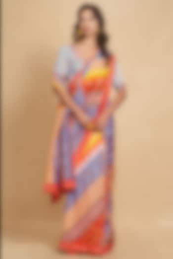 Multi-Colored Chanderi Digital Printed Saree by Gulabo By Abu Sandeep at Pernia's Pop Up Shop
