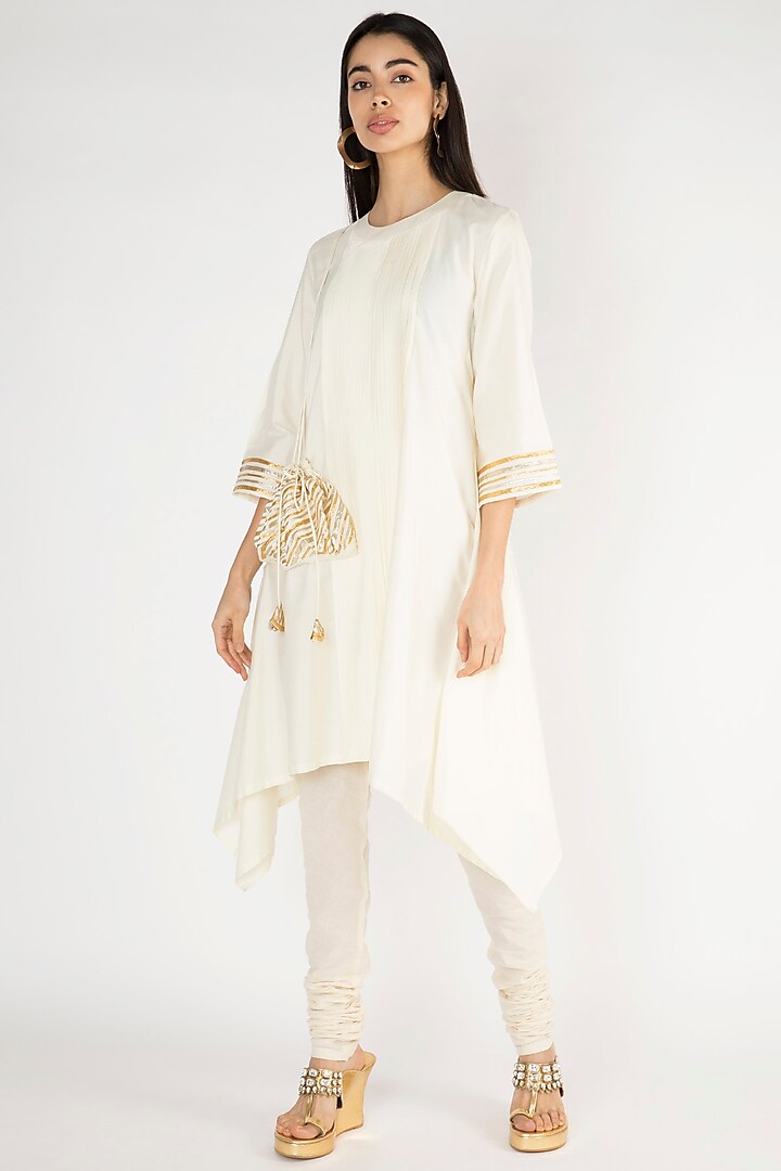 Off White Gota Embellished Tunic by Gulabo By Abu Sandeep