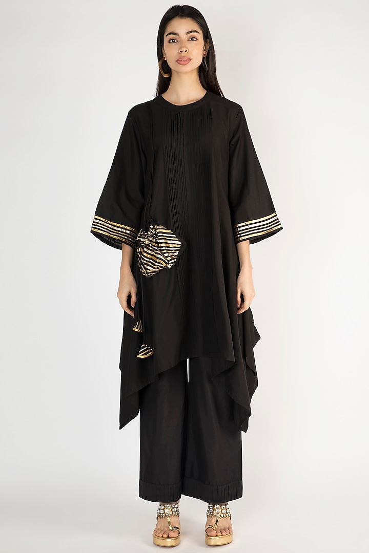 Black Gota Embellished Tunic by Gulabo By Abu Sandeep