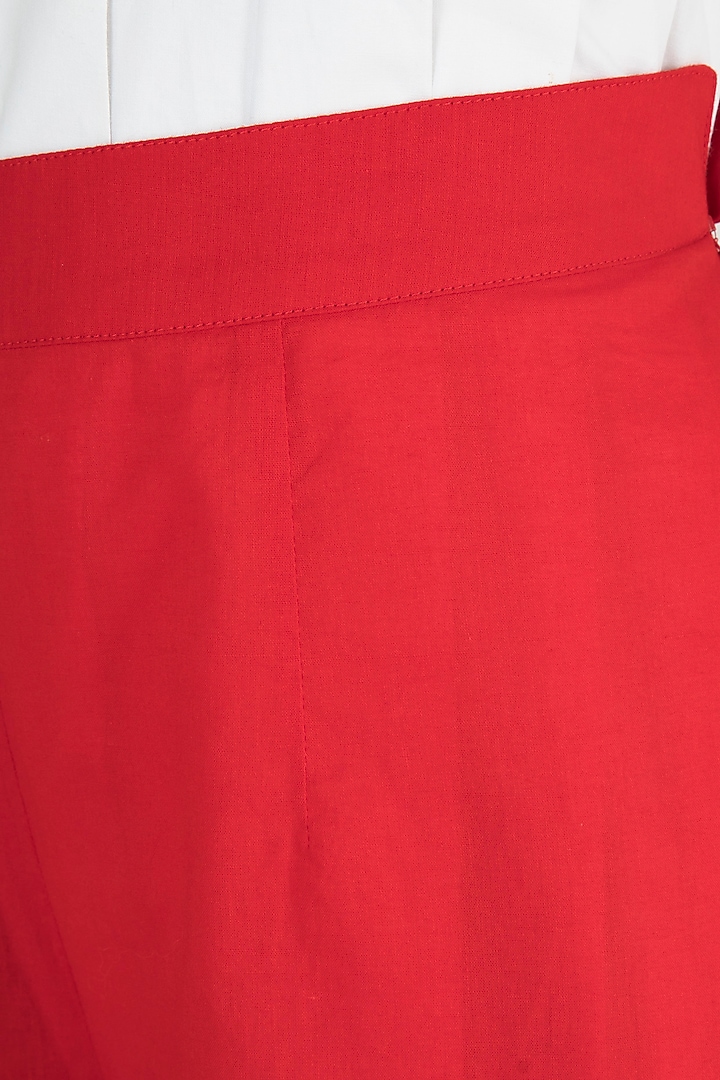 Bright Red Woven Palazzo Pants by Gulabo By Abu Sandeep at Pernia's Pop Up Shop