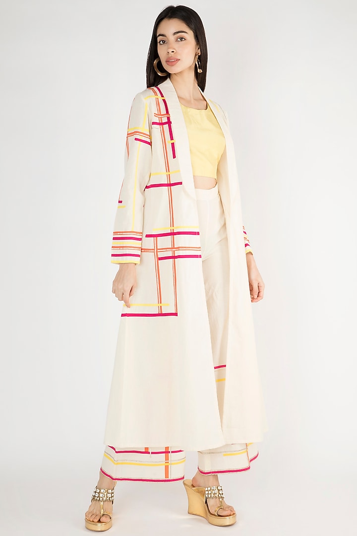 Off White Front Open Coat by Gulabo By Abu Sandeep at Pernia's Pop Up Shop
