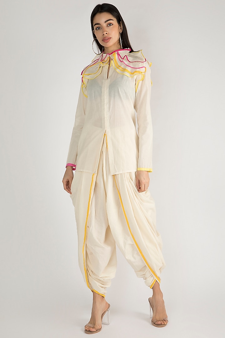 Off White Kora Cotton Dhoti Pants by Gulabo By Abu Sandeep