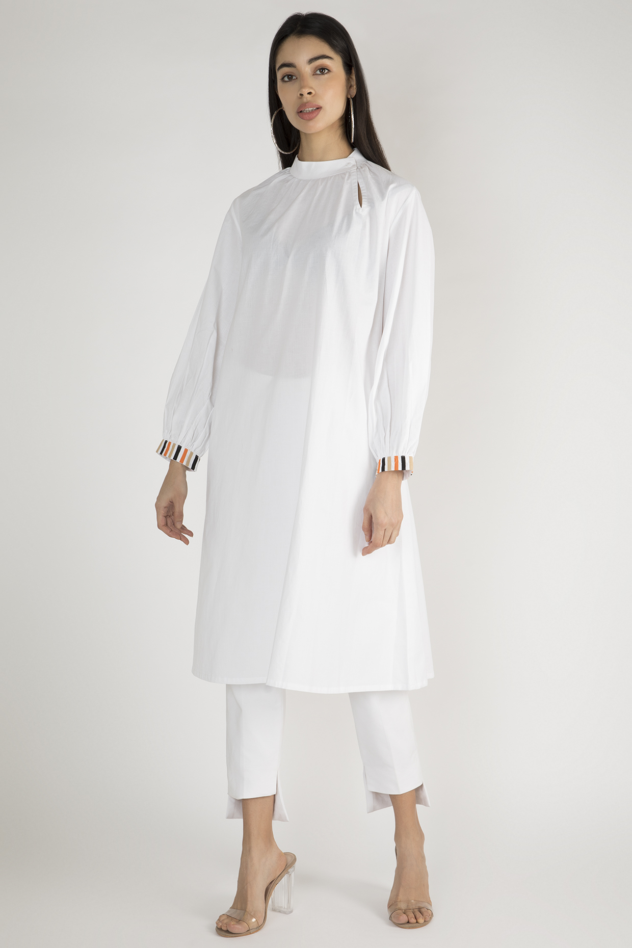 White A-Line Gathered Tunic by Gulabo By Abu Sandeep at Pernia's Pop Up Shop
