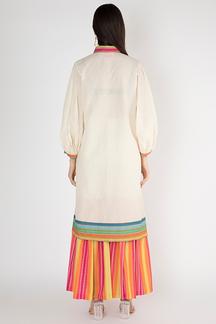Off White Hexagon Printed Shirt Dress by Gulabo By Abu Sandeep at Pernia's Pop Up Shop