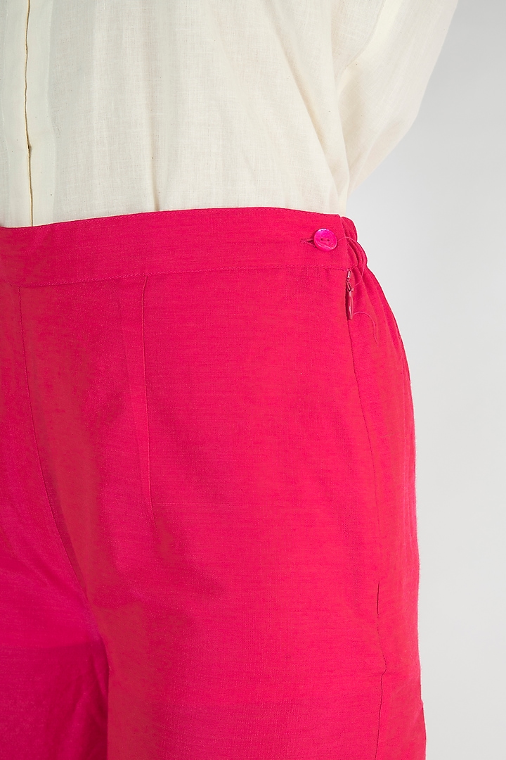 Fuchsia Cotton Detailed Palazzo Pants by Gulabo By Abu Sandeep at Pernia's Pop Up Shop