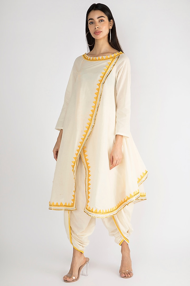Off White Embroidered Overlay Tunic by Gulabo By Abu Sandeep