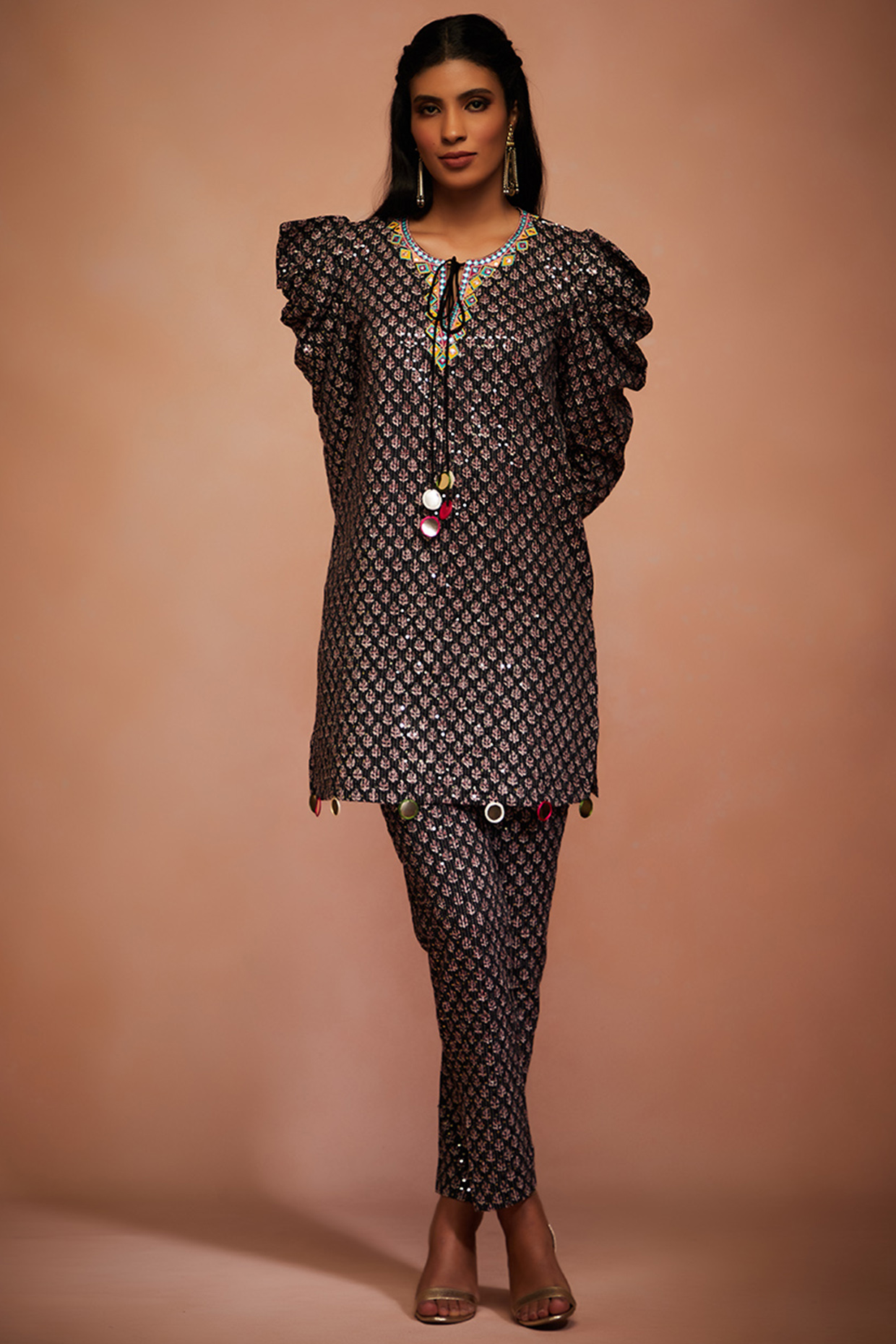 Black Cotton Co-Ord Set by Gulabo By Abu Sandeep at Pernia's Pop Up Shop