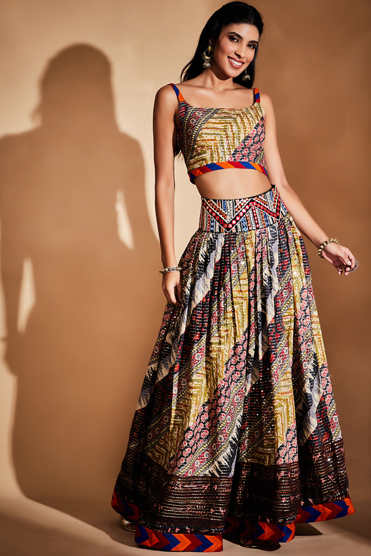 Multi-Colored Printed Skirt by Gulabo By Abu Sandeep at Pernia's Pop Up Shop