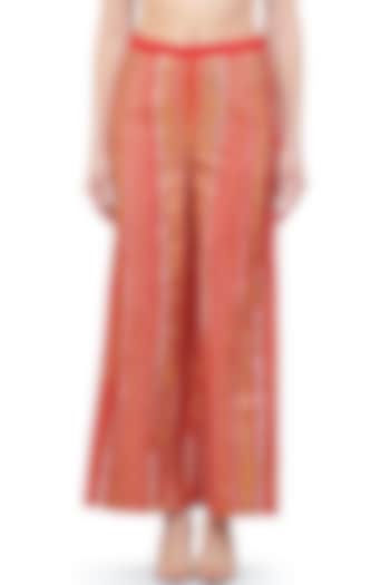 Red Gota Embroidered A-Line Pants by Gulabo By Abu Sandeep at Pernia's Pop Up Shop
