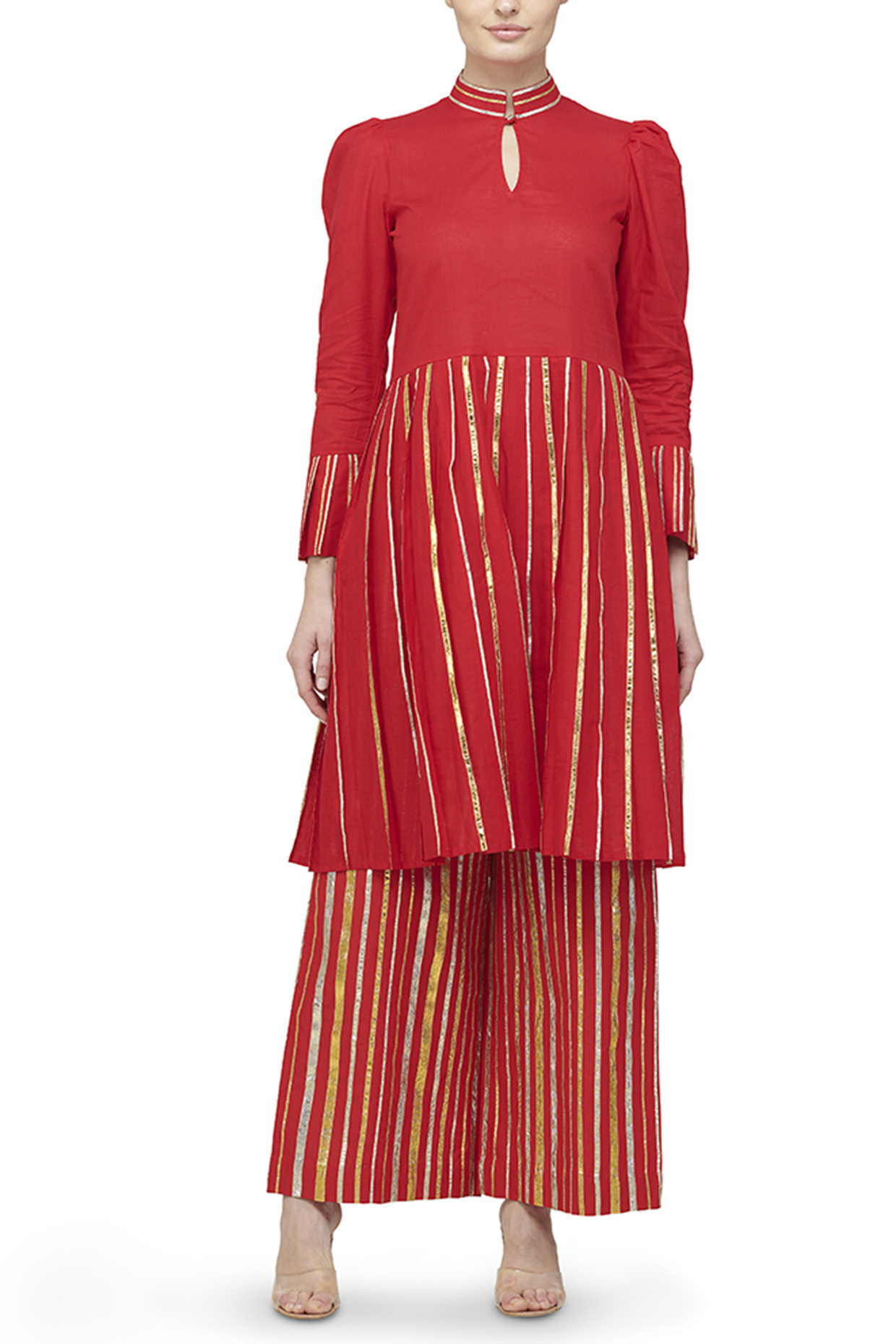 Red Drop Waist Tunic by Gulabo By Abu Sandeep at Pernia's Pop Up Shop