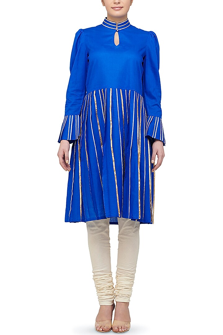Cobalt Blue Embroidered Tunic by Gulabo By Abu Sandeep