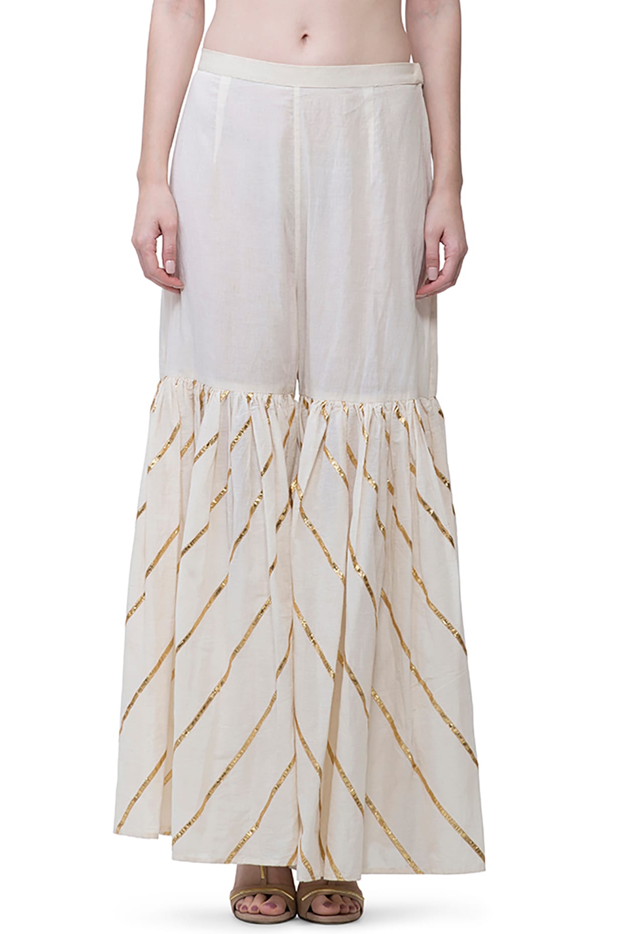 Off White Gota Gharara Pants Design by 