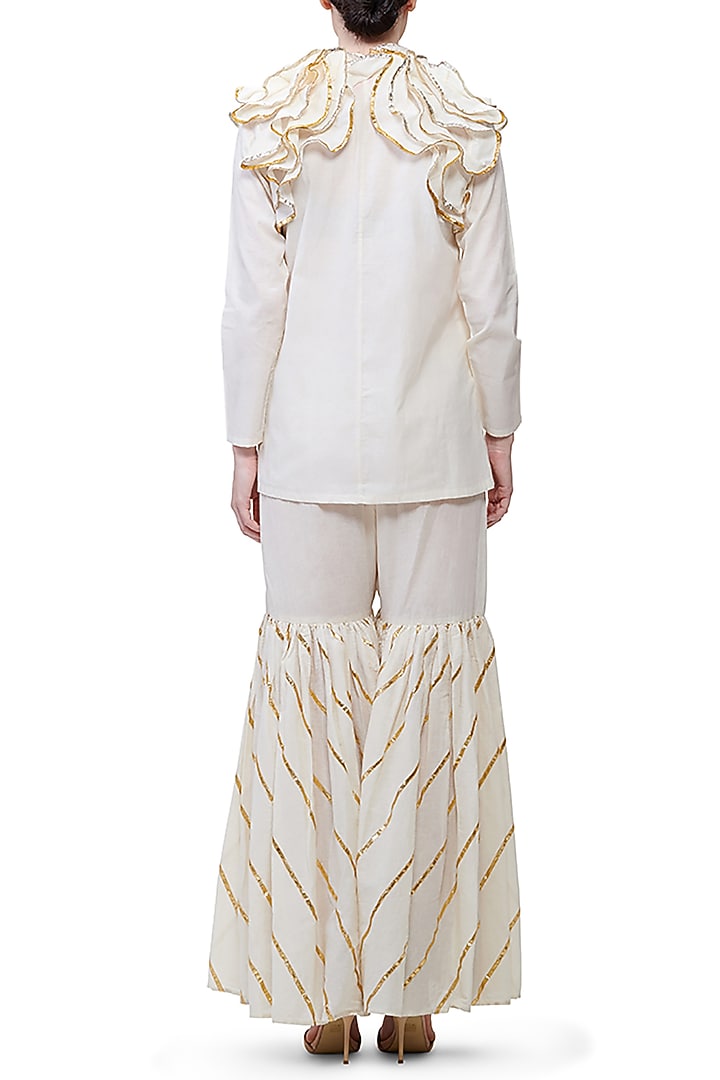 Off White Gota Shirt by Gulabo By Abu Sandeep at Pernia's Pop Up Shop