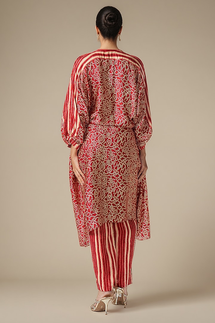 Maroon Modal Satin Kaftan Tunic by Gulabo By Abu Sandeep at Pernia's Pop Up Shop