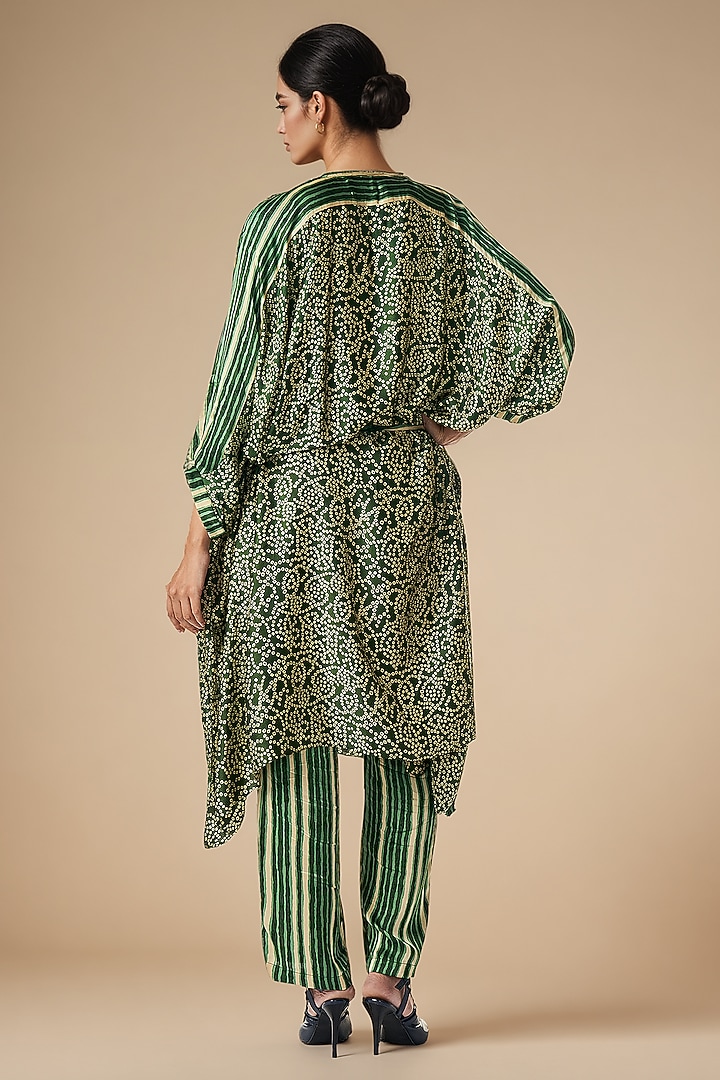 Olive Green Modal Satin Kaftan Tunic by Gulabo By Abu Sandeep at Pernia's Pop Up Shop