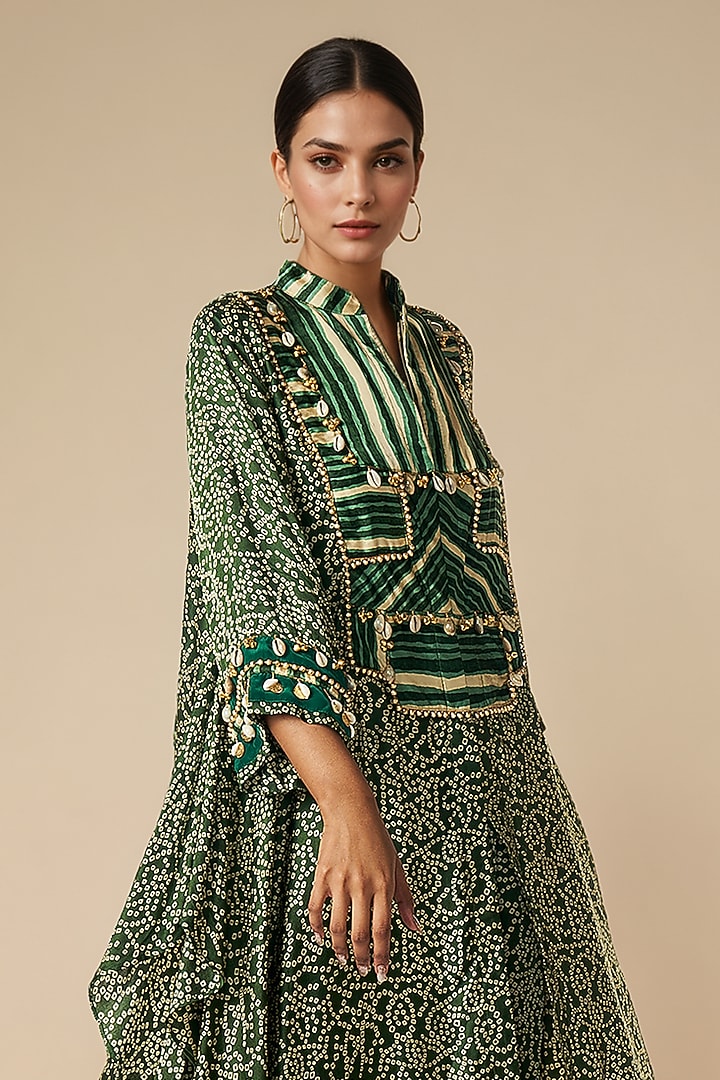 Olive Green Modal Satin Kurta by Gulabo By Abu Sandeep at Pernia's Pop Up Shop