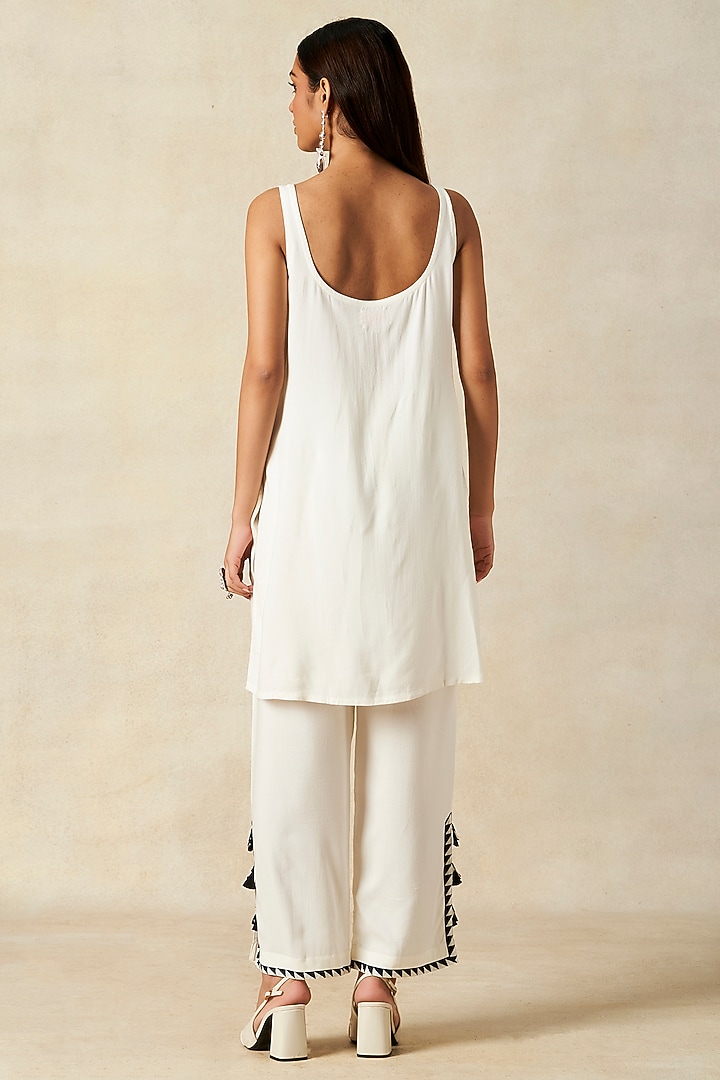 Off-White Rayon Coat With Slip by Gulabo By Abu Sandeep at Pernia's Pop Up Shop