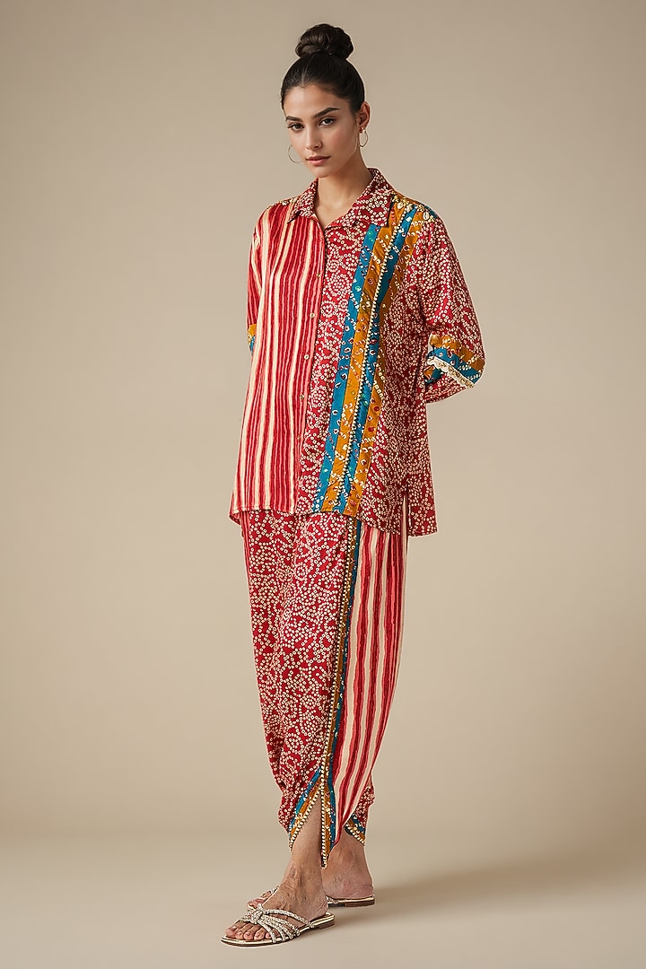 Maroon Modal Satin Co-Ord Set by Gulabo By Abu Sandeep at Pernia's Pop Up Shop