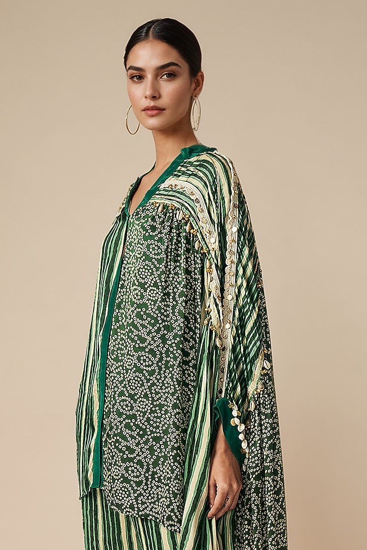 Olive Green Modal Satin Shirt by Gulabo By Abu Sandeep at Pernia's Pop Up Shop