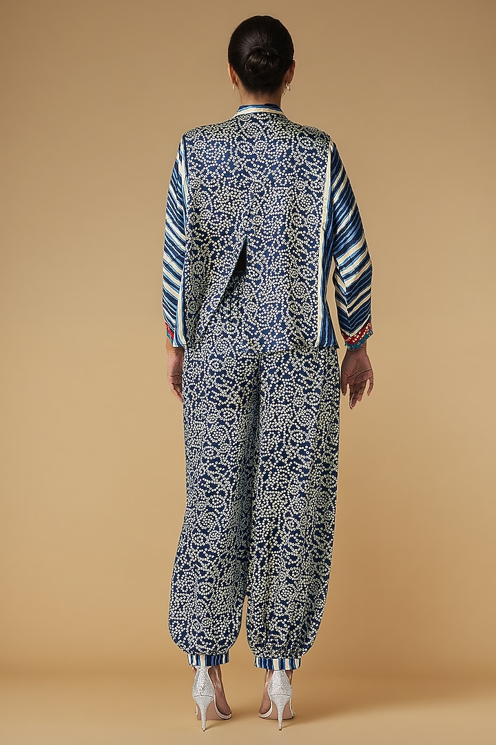 Blue Modal Satin Shirt Blouse by Gulabo By Abu Sandeep at Pernia's Pop Up Shop