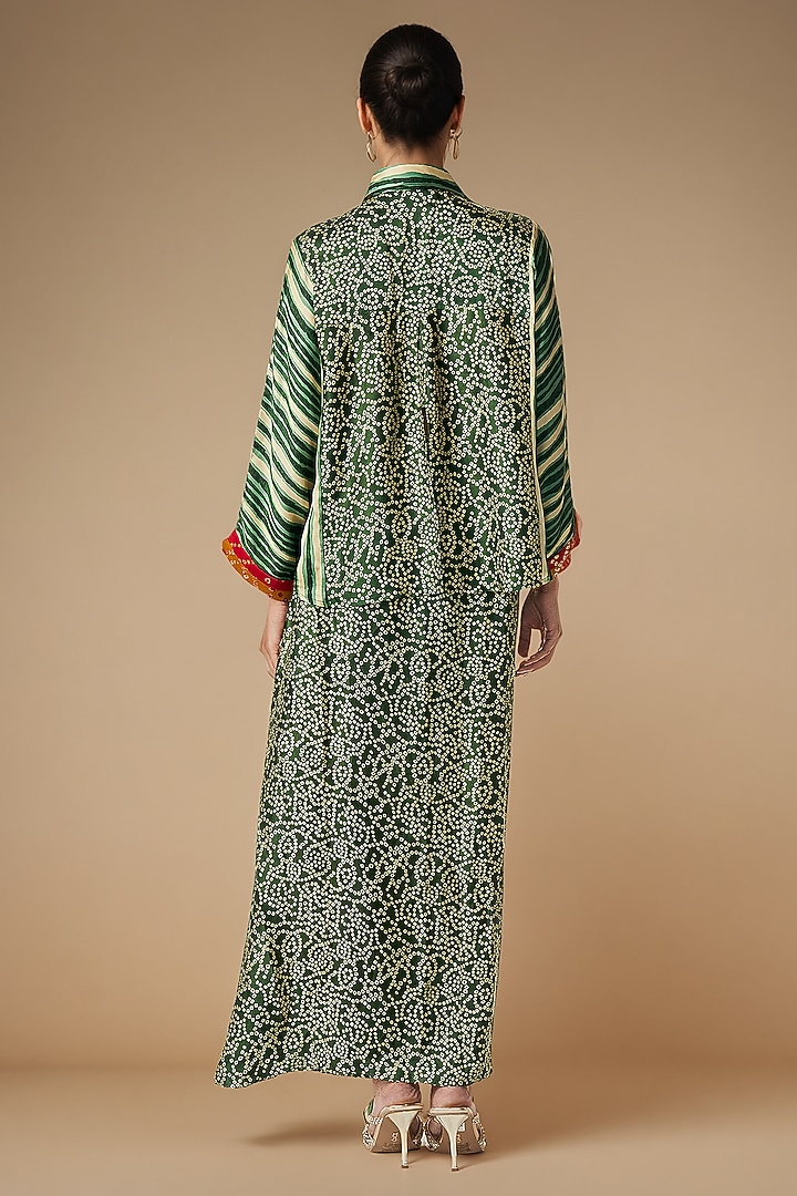 Olive Green Modal Satin Shirt Blouse by Gulabo By Abu Sandeep at Pernia's Pop Up Shop