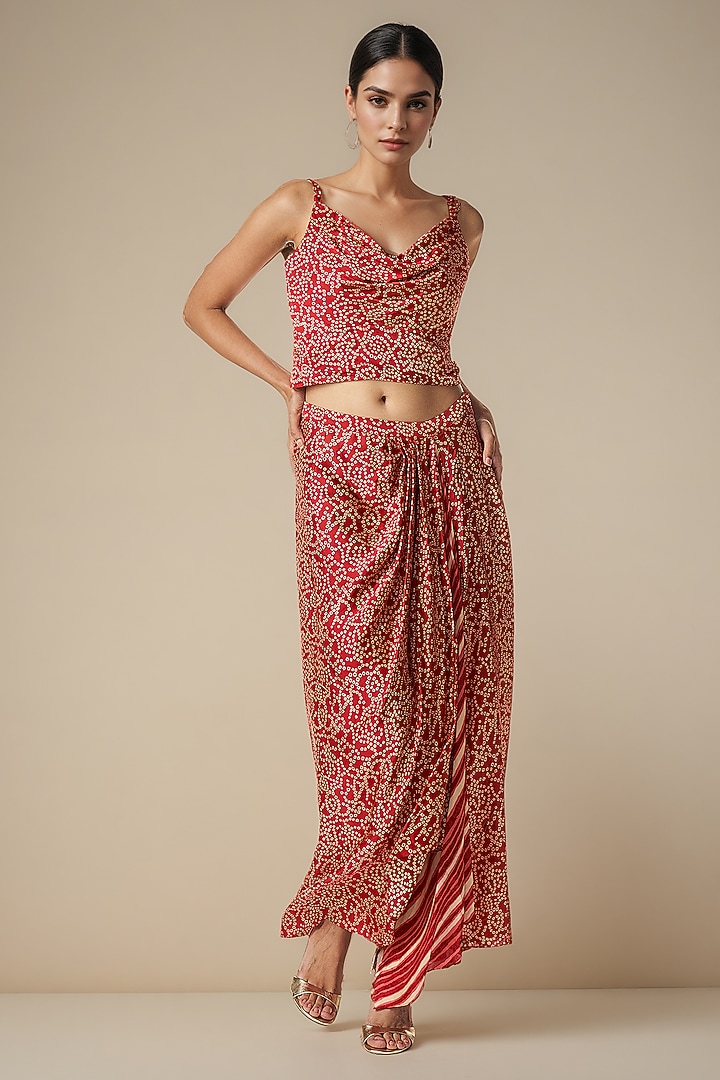 Maroon Modal Satin Blouse by Gulabo By Abu Sandeep at Pernia's Pop Up Shop