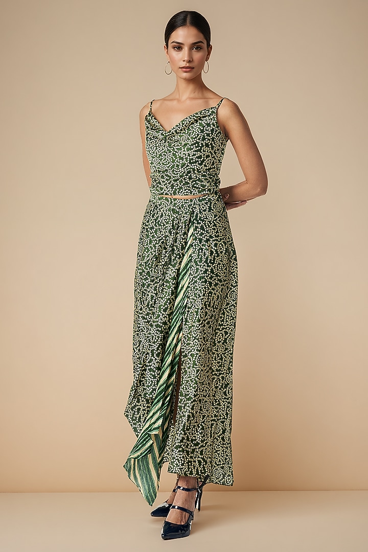 Olive Green Modal Satin Blouse by Gulabo By Abu Sandeep at Pernia's Pop Up Shop