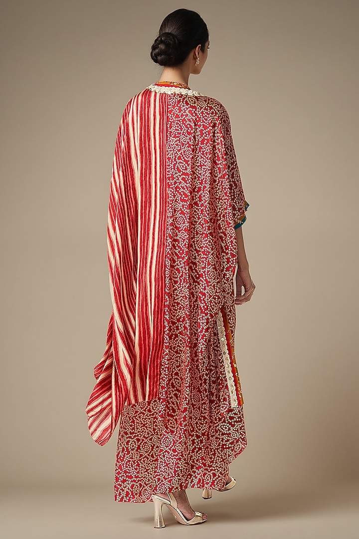 Maroon Modal Satin Cape by Gulabo By Abu Sandeep at Pernia's Pop Up Shop