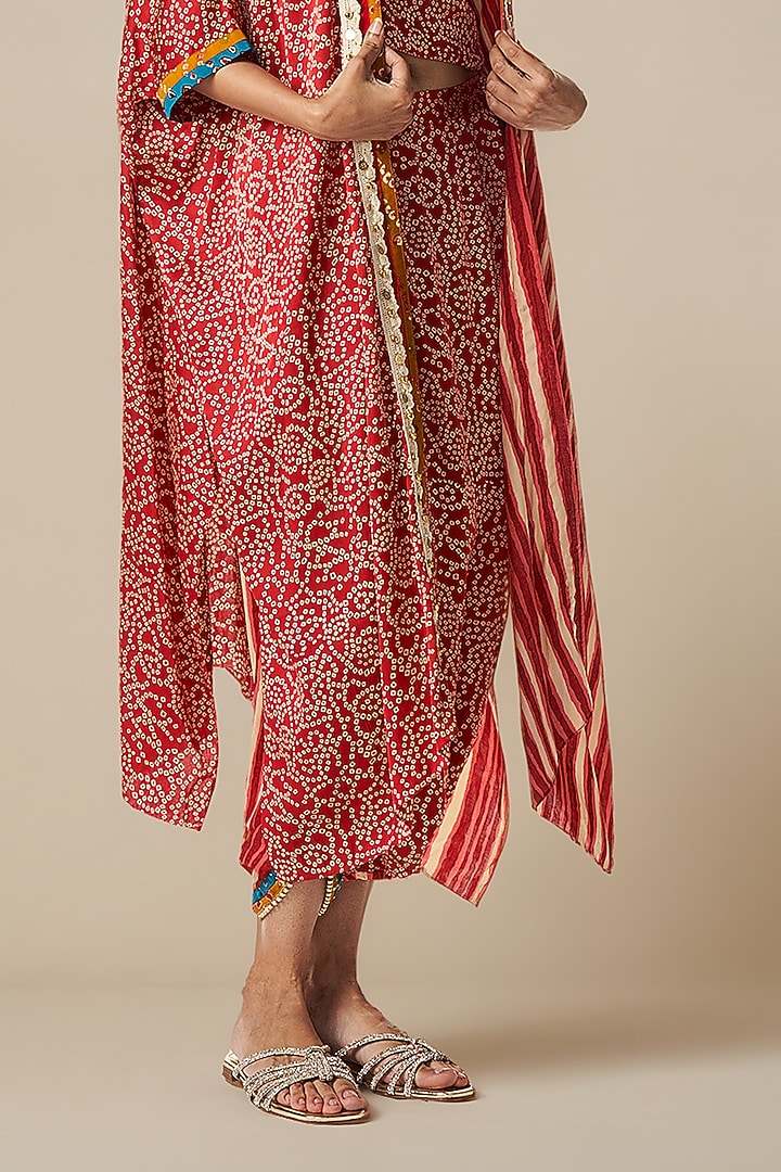 Maroon Modal Satin Cape by Gulabo By Abu Sandeep at Pernia's Pop Up Shop