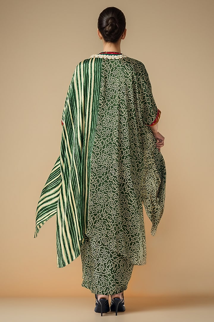 Olive Green Modal Satin Cape by Gulabo By Abu Sandeep at Pernia's Pop Up Shop